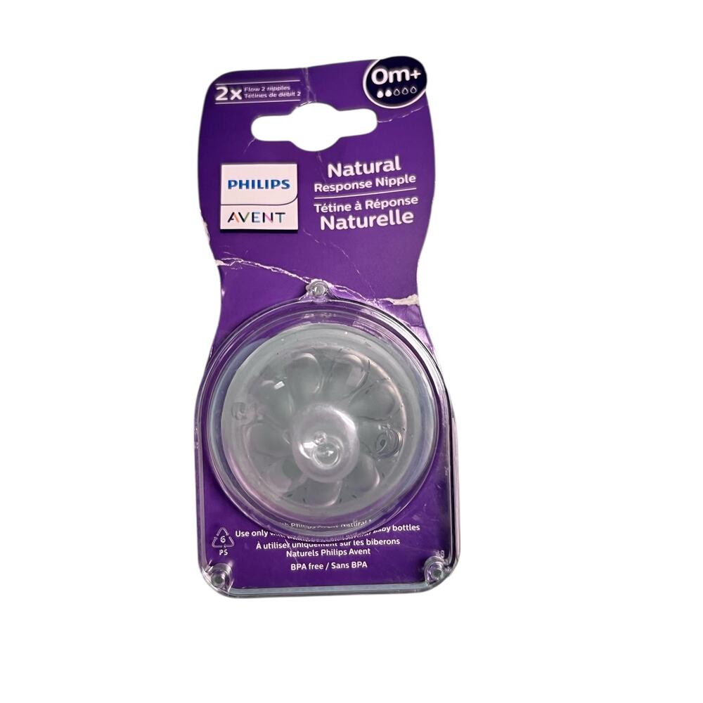 Philips Avent Natural Response Bottle Nipples Flow 2 0m+ (2 Pack) BPA Free